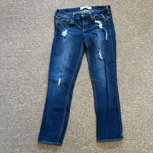 Hollister Blue Skinny Jeans with Distressed Details